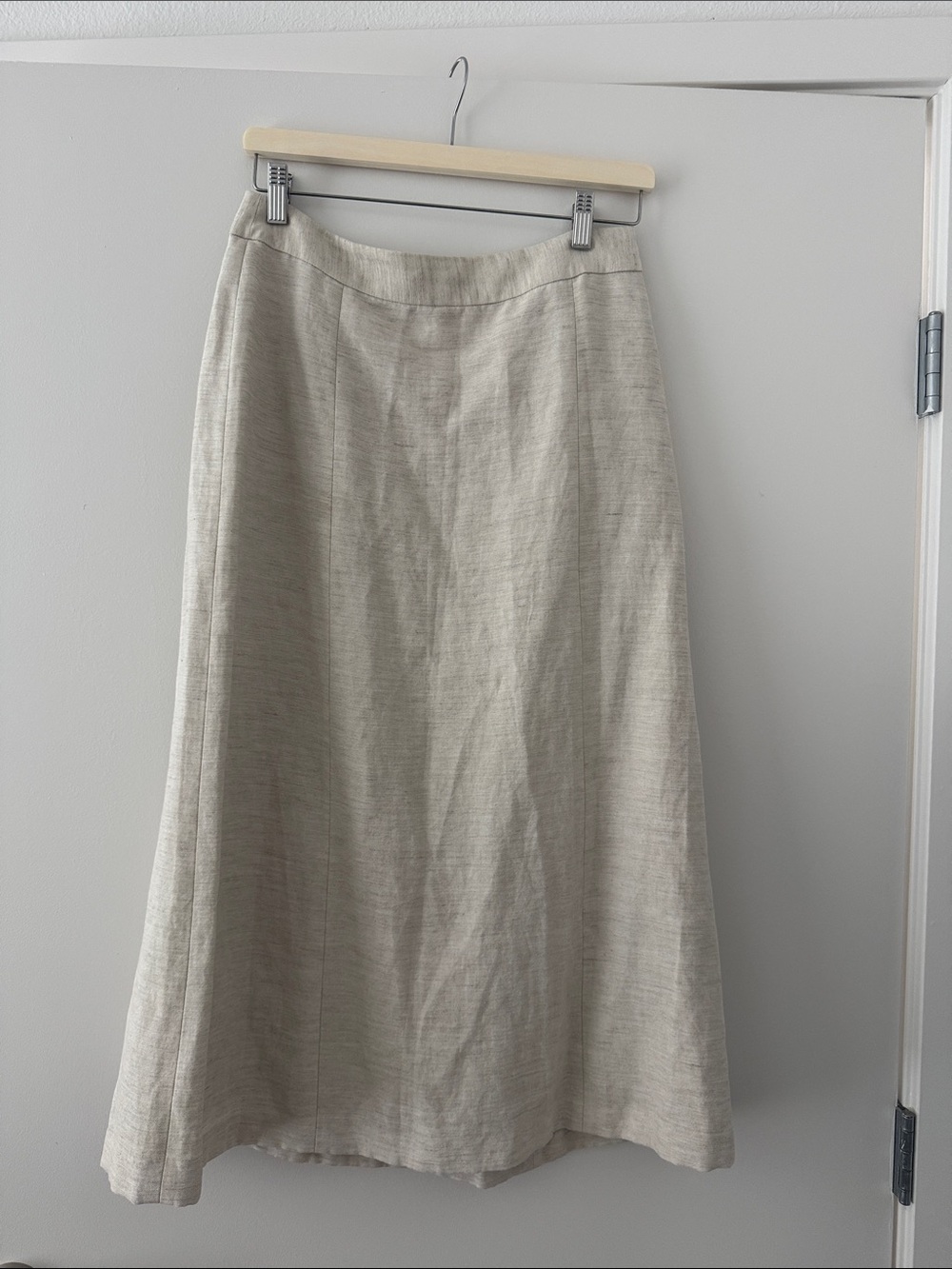 Babaton Beige Linen-Blend A-Line Skirt